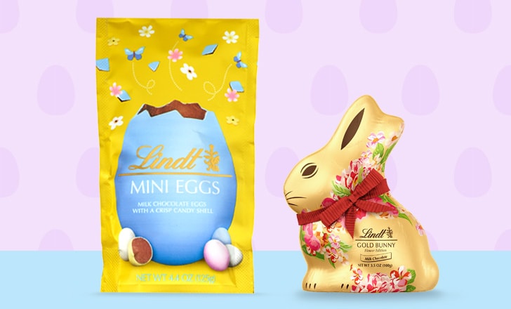Lindt chocolate mini eggs and Lindt gold bunny