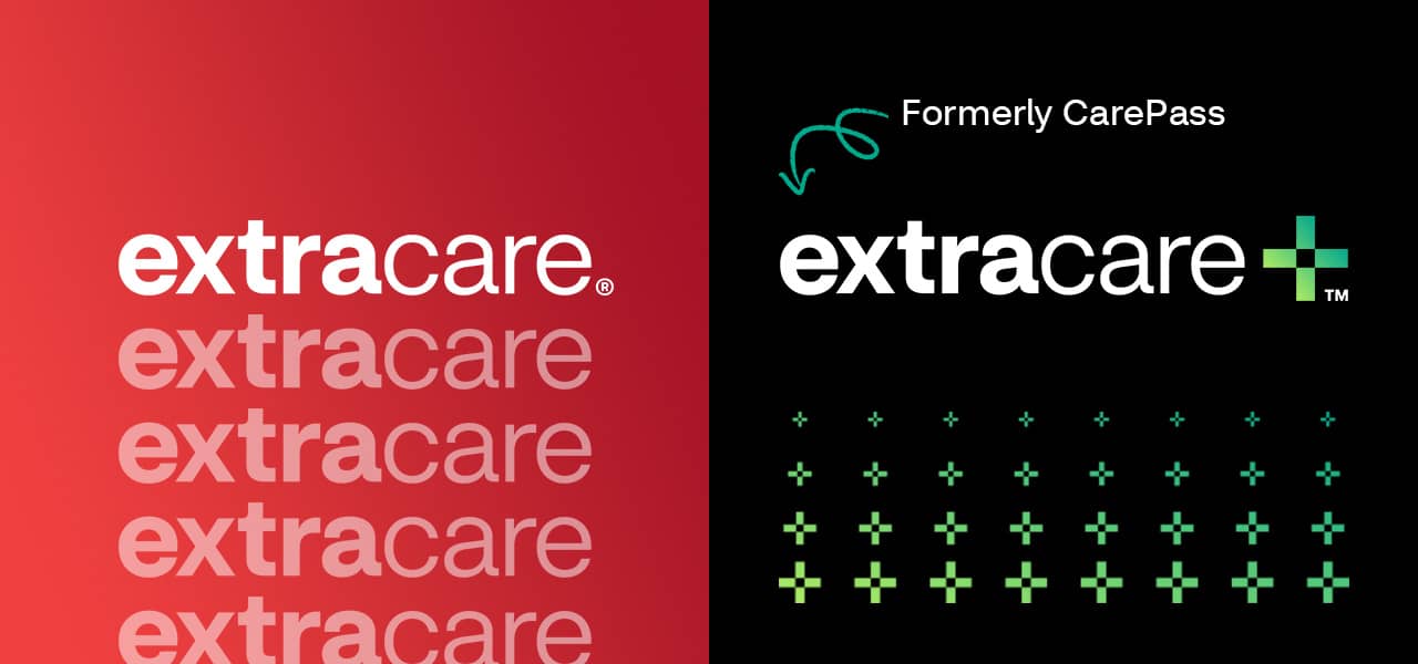 Logo de ExtraCare®; anteriormente CarePass, logo de ExtraCare Plus™