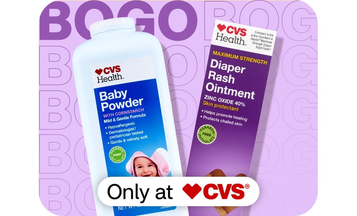 Only at CVS. Buy 1, get 1 50% off. CVS Health Baby Powder and Diaper Rash Ointment