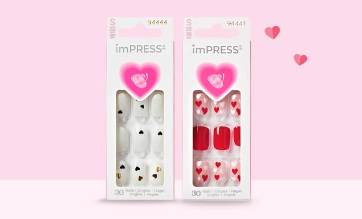 Boxes of KISS imPress press-on nails.