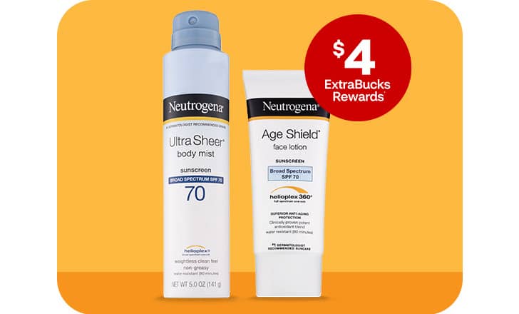 $4 ExtraBucks Rewards; Neutrogena body mist and Age Shield body lotion with SPF 70