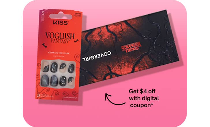 Get $4 off with digital coupon, KISS press-on nails and CoverGirl Stranger Things makeup palette