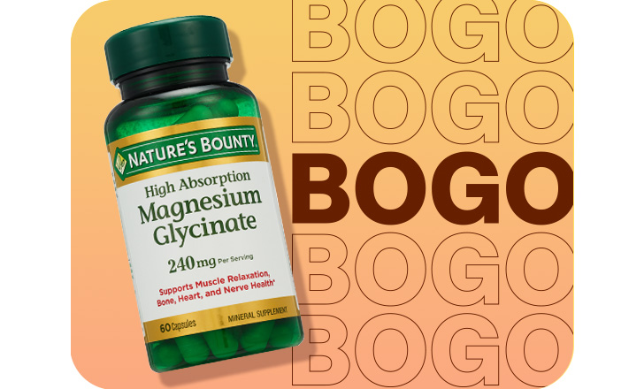   Buy one, get one free, Nature's Bounty Magnesium Glycinate vitamins.