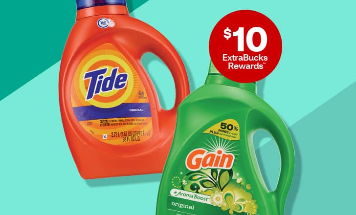 $10 ExtraBucks Rewards, Tide and Gain laundry detergent