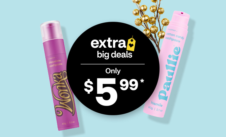 Only $5.99, a tube each of Hismile Wonka chocolate and Pauline cotton candy flavored toothpaste