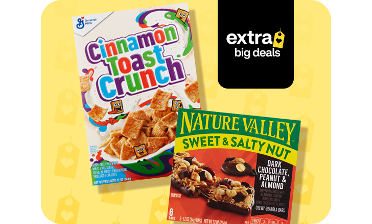 Cinnamon Toast Crunch cereal and Nature Valley breakfast bars