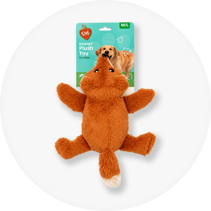 Squeaky plush fox pet toy