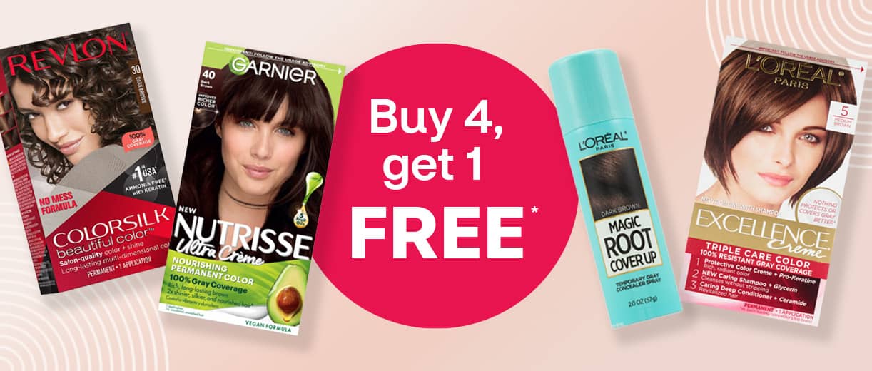 Hair color savings month buy 4 get 1 free