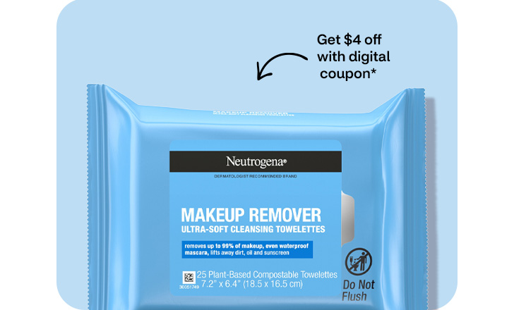 Get $4 off with digital coupon, Neutrogena makeup remover towelettes