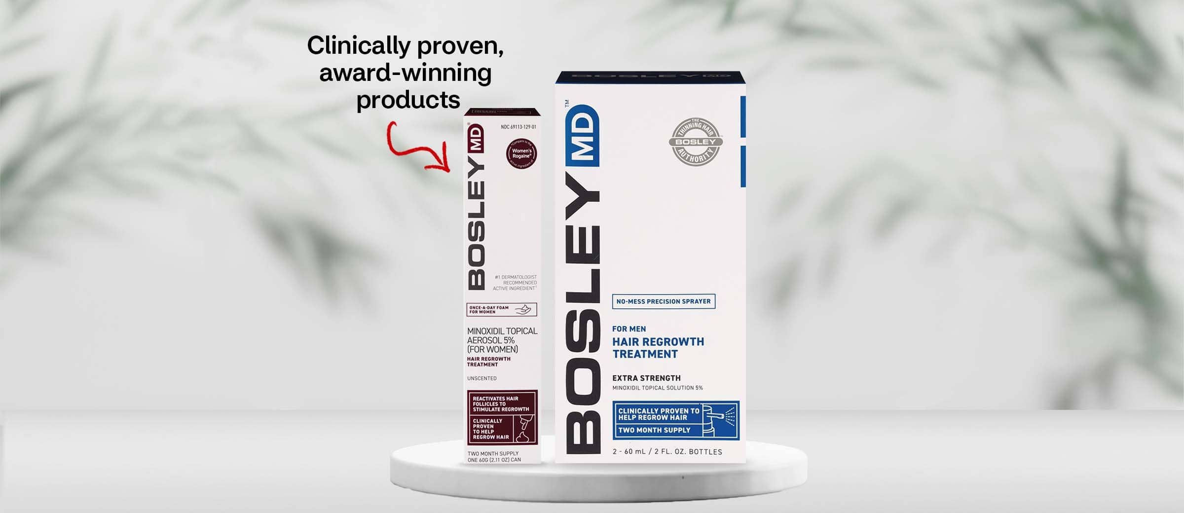 Clinically proven, award-winning products, BosleyMD hair regrowth products