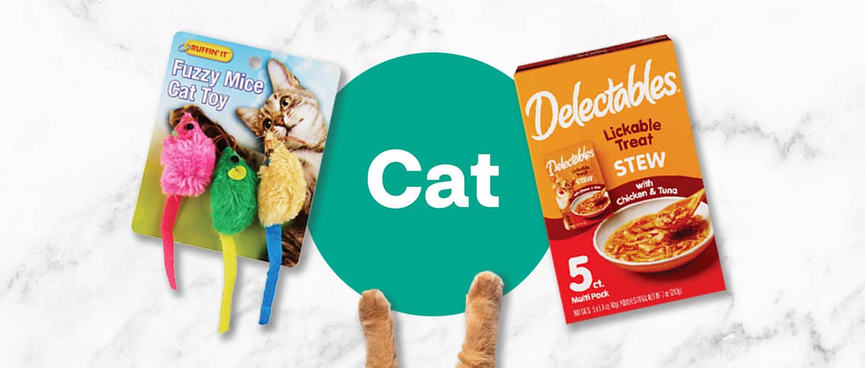 Cat supplies, Fuzzy Mice cat toy and Delectables Stew pouches