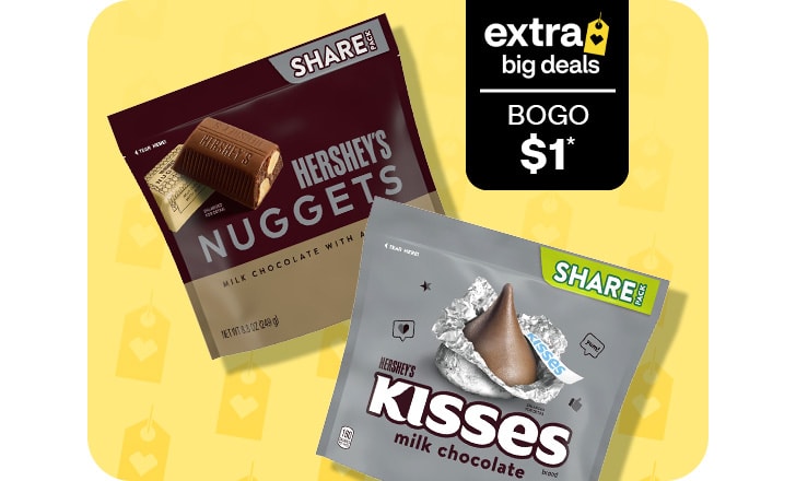 Extra Big Deals. Buy 1, get 1 for $1. Hershey's nuggets and kisses