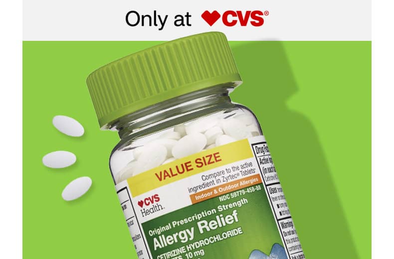 Only at CVS logo, CVS Health allergy relief product