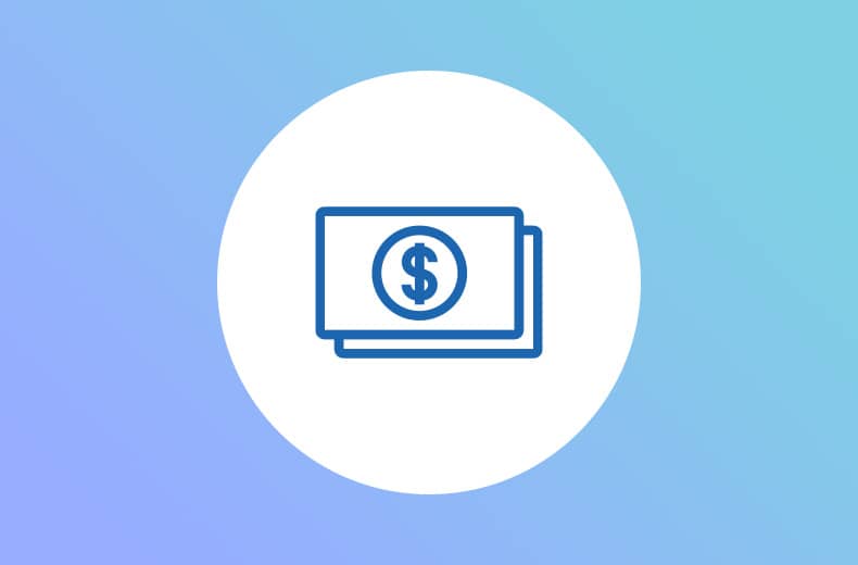 Icon of currency with dollar signs to represent gift card balance.