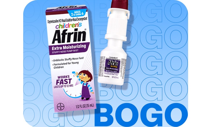 Buy 1, get 1 50% off, children's Afrin stuffy nose pump mist