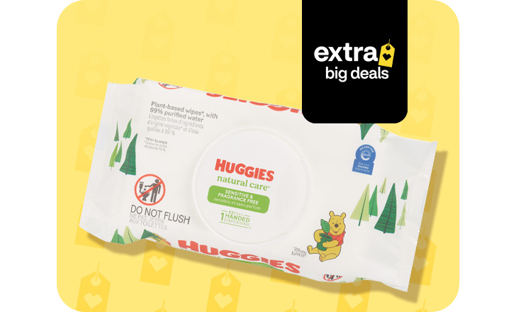 Huggies baby wipes, extra big deals.