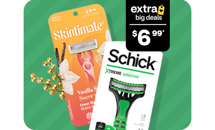 $6.99, Skintimate and Schick razors.