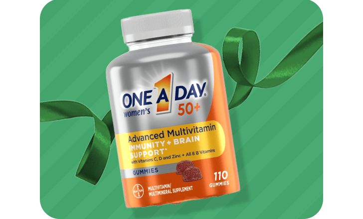 A bottle of One A Day Advanced Multivitamin gummies.