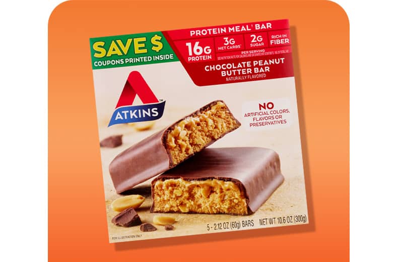 Atkins multipack protein meal bars.