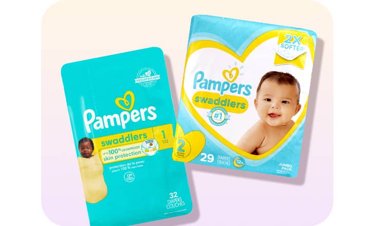 Two packages of Pampers diapers