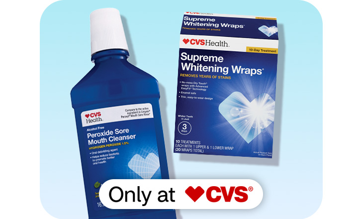 CVS Peroxide Sore Mouth Cleanser and Supreme Whitening Wraps, only at CVS