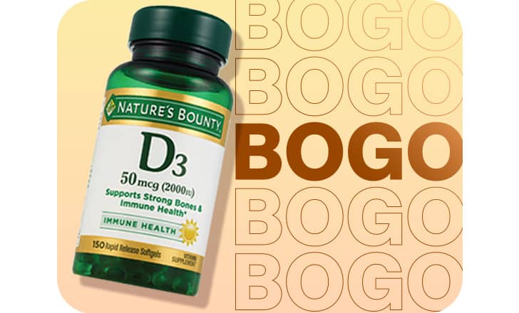 Bottle of Nature's Bounty D3 vitamins