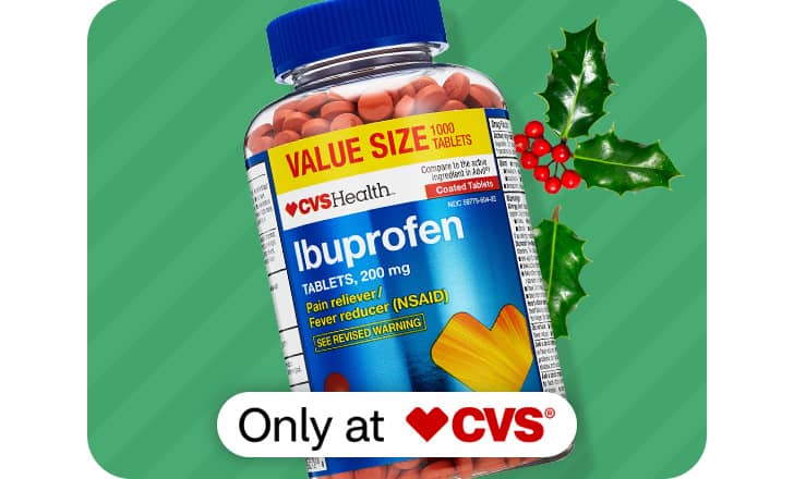 A value size bottle of CVS Health Iburprofen tablets, only at CVS.