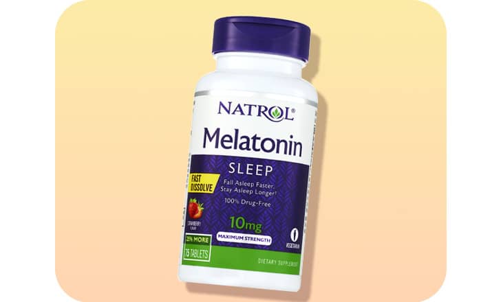 A bottle of Natrol Melatonin supplements