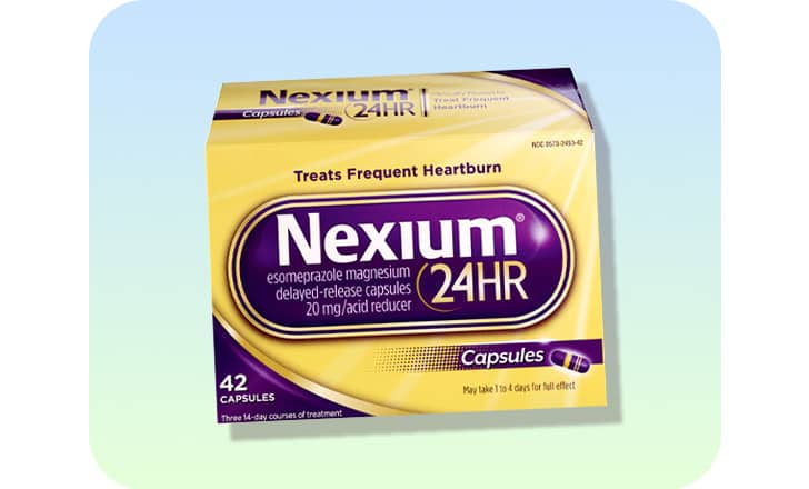 A box of Nexium heartburn treatment capsules