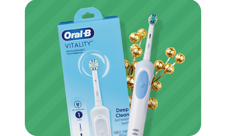 An Oral-B Vitality power toothbrush with its box.