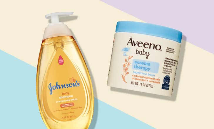 Johnson's baby shampoo and Aveeno baby eczema therapy balm