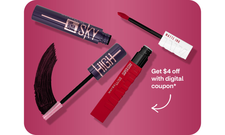 Get $4 off with digital coupon. Sky High Lash Sensational and Maybelline SuperStay mascara with applicators.
