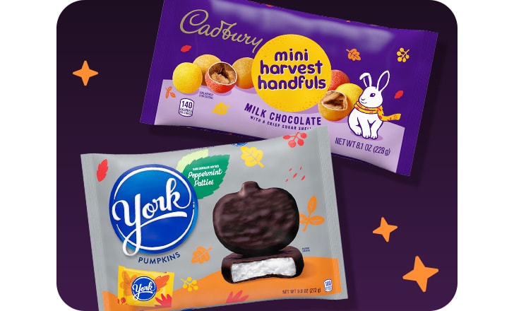 Fun-size Cadbury Mini Harvest Handfuls and York Peppermint Patties