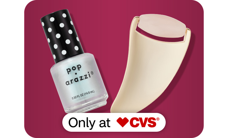 Only at CVS. Pop-arazzi nail polish and one + other facial roller.
