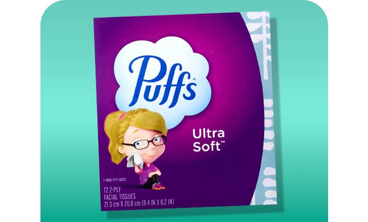 Puffs Ultra Soft facial tissues.