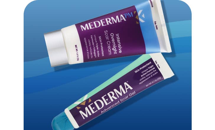 Mederma intensive overnight scar cream and advanced scar gel.