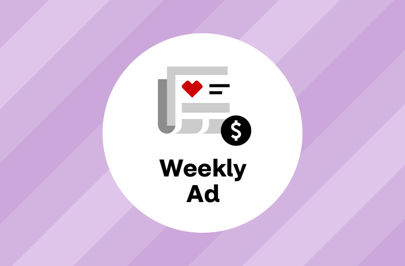 Weekly ad, a pictogram of a weeky circular and a dollar sign