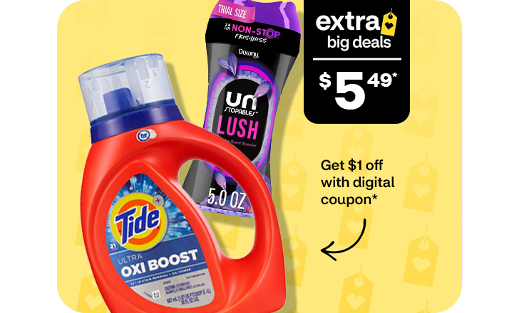 Extra Big Deals. $5.49. Get $1 off with digital coupon. Tide Ultra Oxi Boost and Unstopables Lush Scent Booster Beads