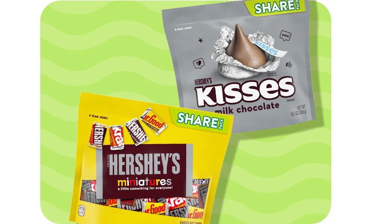 Sharing size of Hershey’s miniatures and Kisses