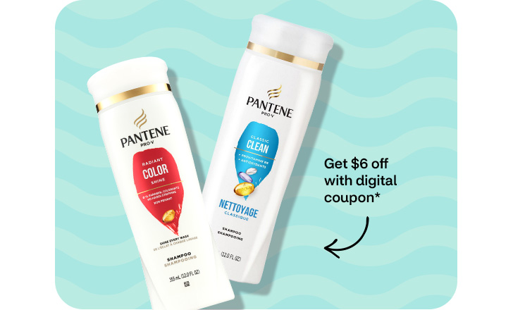 Pantene Color shampoo and Pantene Classic Clean shampoo. Get $6 off with digital coupon