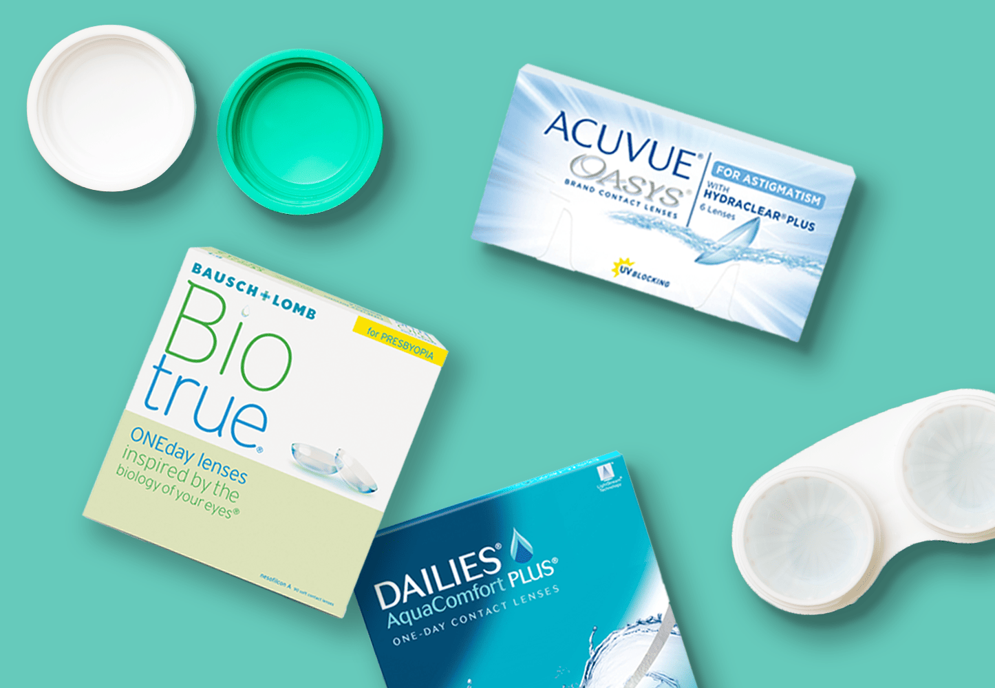 Biotrue, Acuvue and Dailies contact lenses