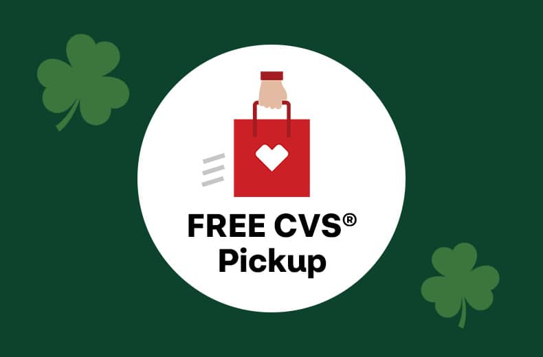 Free CVS Pickup, pictrogram of CVS shopping bag