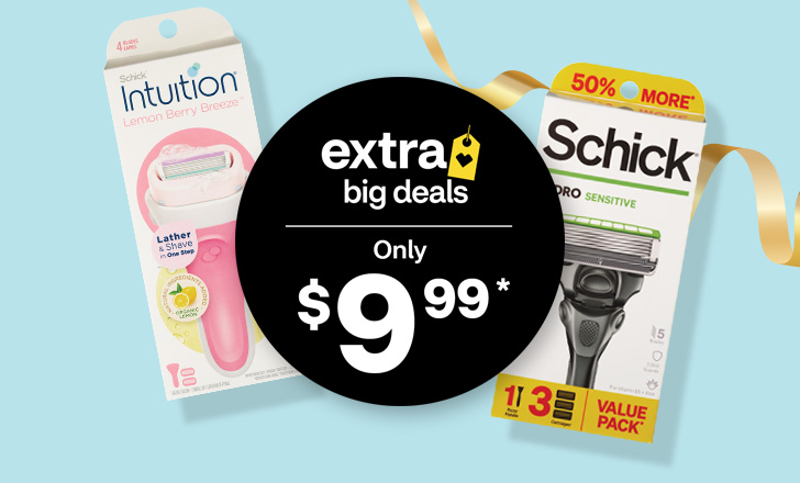 Only $9.99, a box each of Schick Intuition and Hydro Sensitive razors