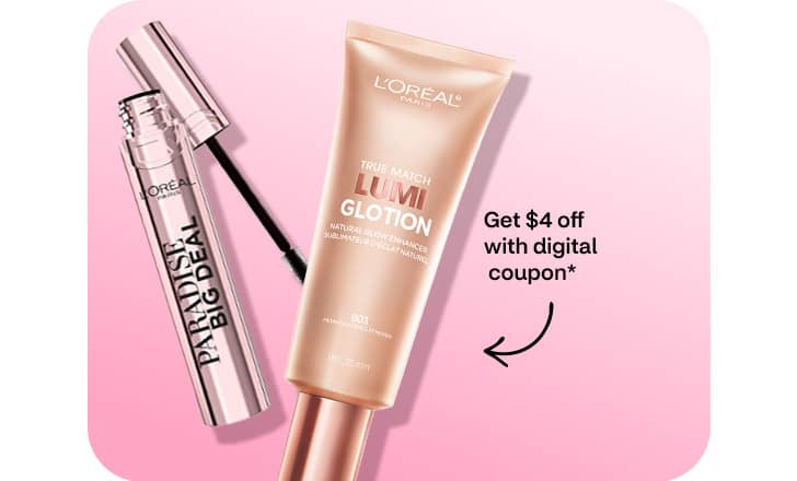 Get $4 off with digital coupon, a tube each of L'Oreal Paris mascara and Lumi Glotion tinted moisturizer.