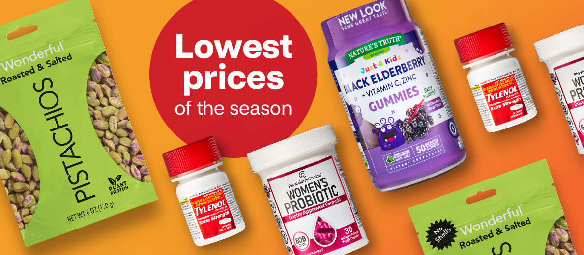 Save on select products from Tylenol, Nature’s Truth, Wonderful and Physician’s Choice during our Big Fall Wellness Sale.