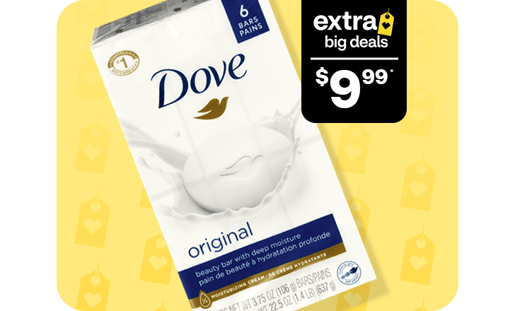 $9.99, package of six Dove Original bar soap