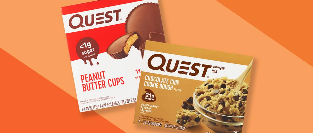 Quest Nutrition Peanut Butter Cups and Chocolate Chip Cookie Dough protein bars
