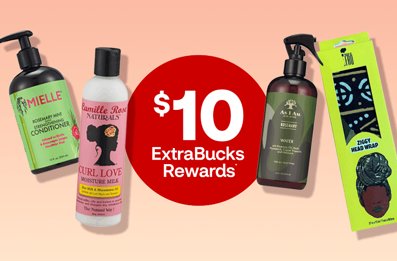 $10 ExtraBucks Rewards, Mielle conditioner, the doux hair pick, Camille Rose moisture milk, As I Am rosemary water spray and Pardon My Fro Ziggy Head Wrap