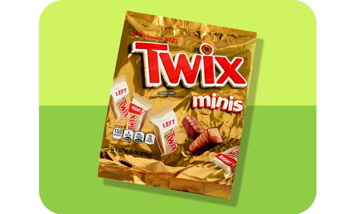 Twix minis sharing size candy