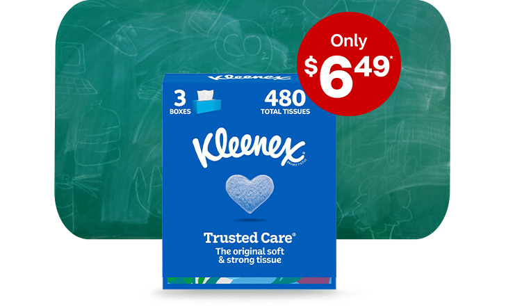 Only $6.49. Kleenex tissues against a school chalkboard